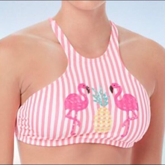 Coco Rave Pink Flamingo bikini top size XL 38D - Picture 1 of 5